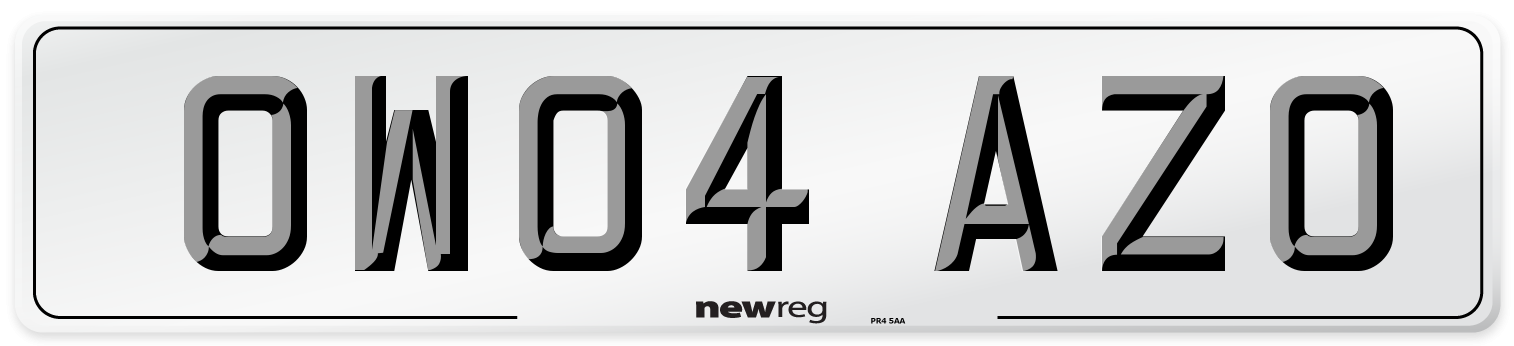 OW04 AZO Number Plate from New Reg